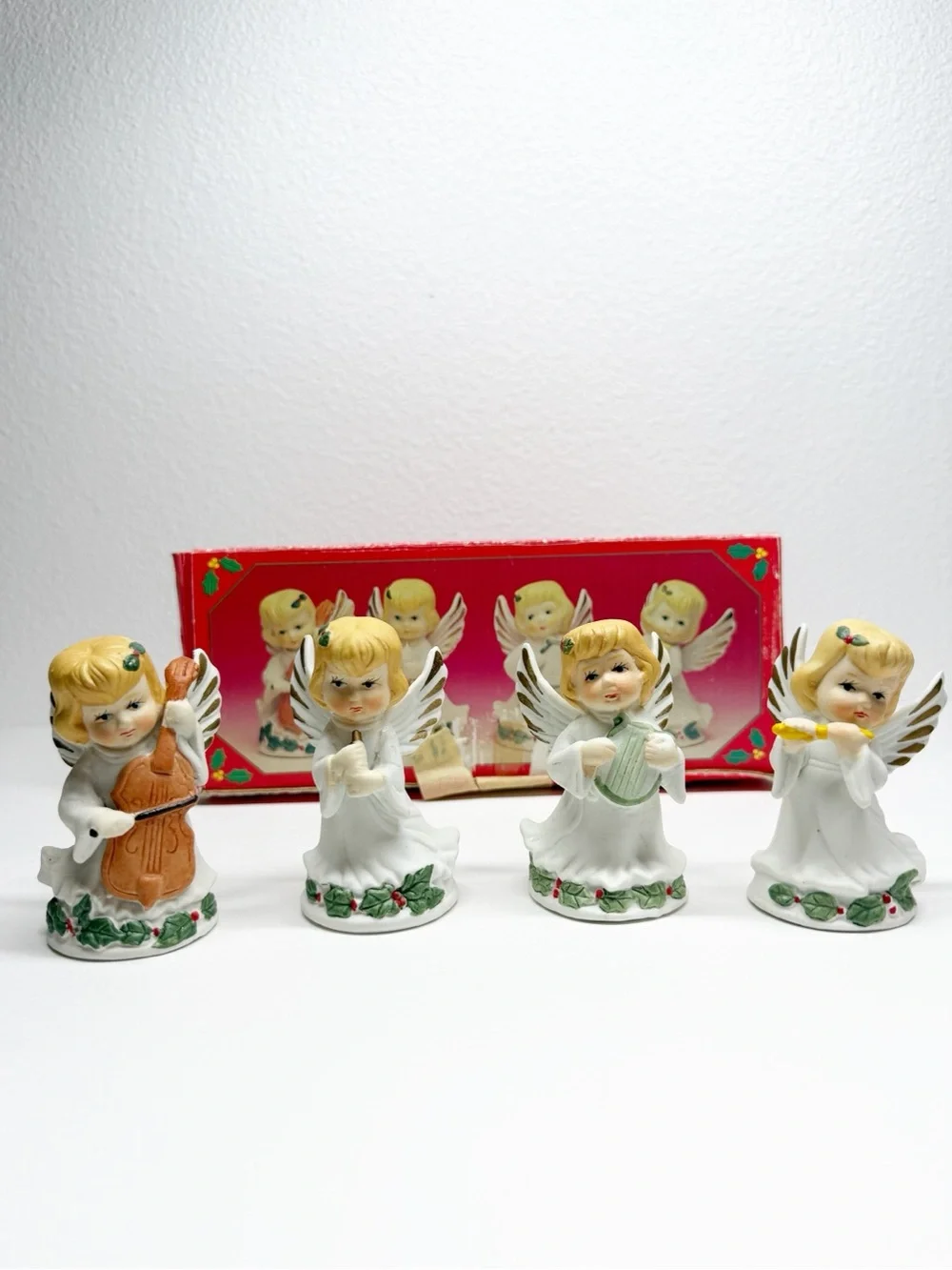 Vintage Handcrafted Porcelain Quartet Angels